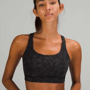 Lululemon Energy Bra *Medium Support, B–D, Hideaway Camo Deep Coal Multi, size 6